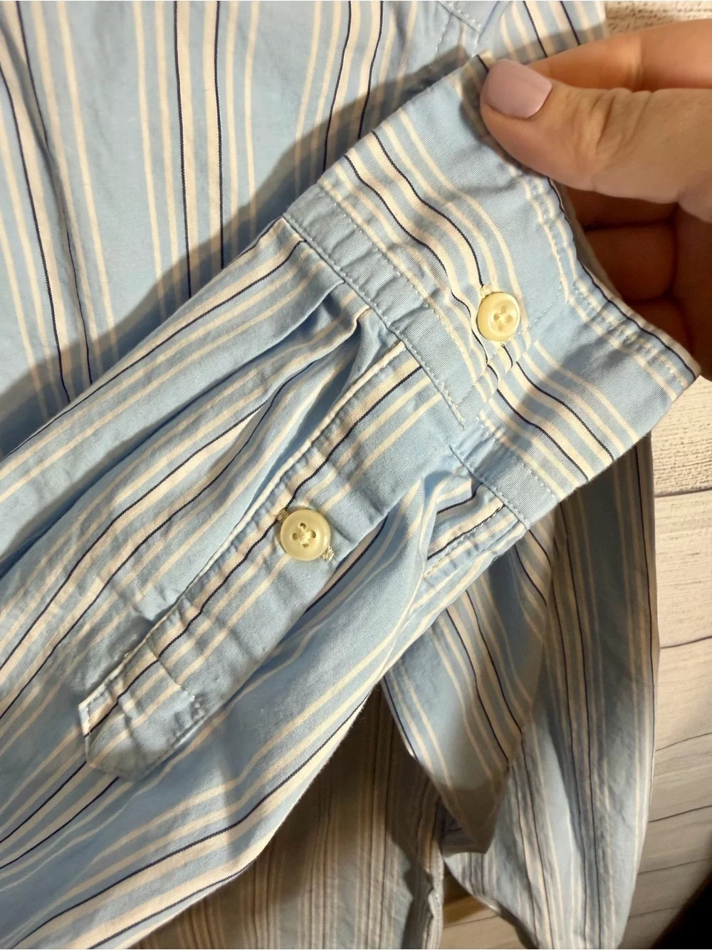 Ralph Lauren Light Blue & White Striped Button-Down Shirt